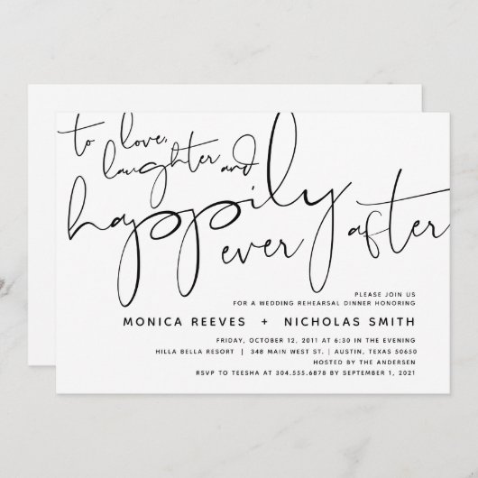 Minimalistisch zwart-Script bruiloft repetitief av Kaart (Voorkant / Achterkant)