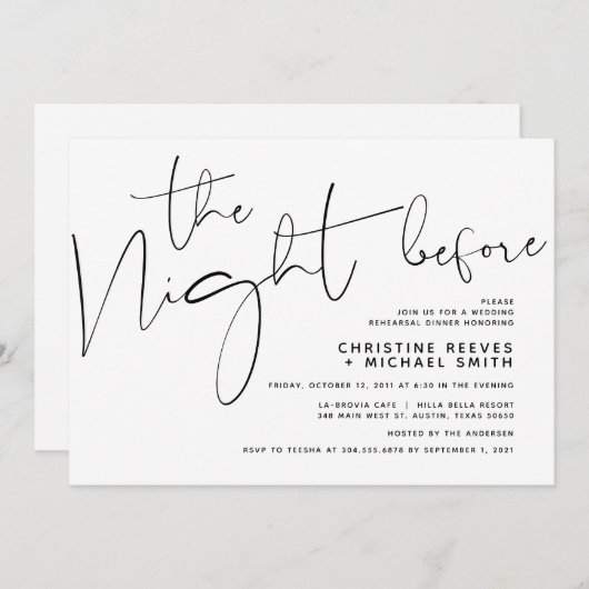 Minimalistisch zwart-Script bruiloft repetitief av Kaart (Voorkant / Achterkant)