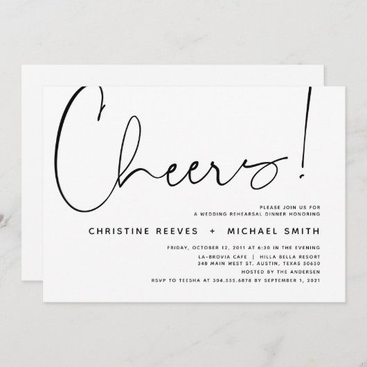 Minimalistisch zwart-Script bruiloft repetitief av Kaart (Voorkant / Achterkant)