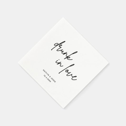 Minimalistisch zwart script Drink in Love Wedding Servet (Hoek)