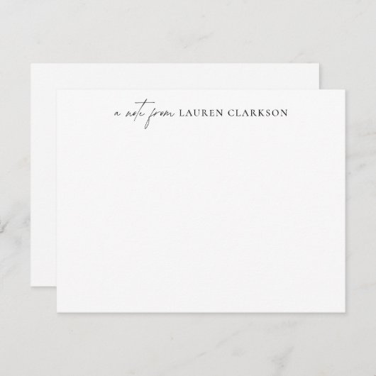 Minimalistisch zwart script en Serif Note-Kaart Notitiekaartje (Voorkant / Achterkant)