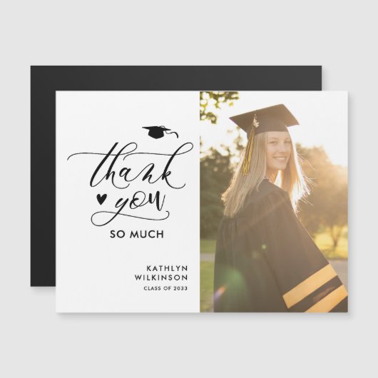 Minimalistisch zwart-Script foto-Afstuderen - Hart (Voorkant / Achterkant)