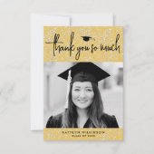 Minimalistisch zwart script Gold Glitter Photo AFS Bedankkaart (Voorkant)