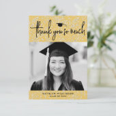 Minimalistisch zwart script Gold Glitter Photo AFS Bedankkaart (Staand voorkant)