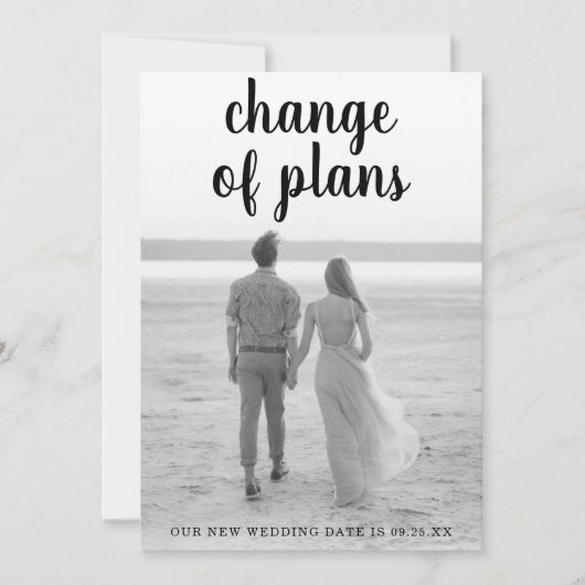 Minimalistisch zwart script handschrift foto-bruil aankondiging (Voorkant)