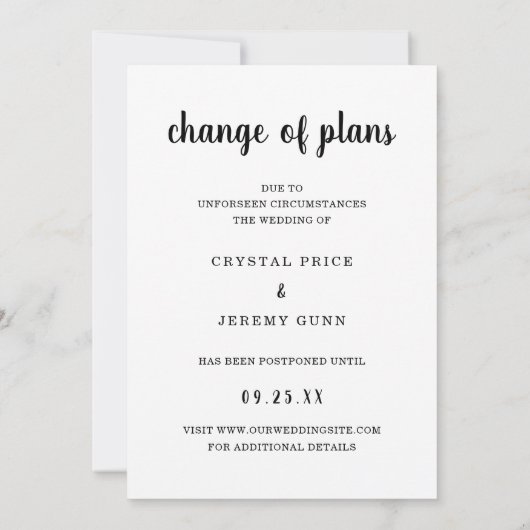 Minimalistisch zwart script handschrift foto-bruil aankondiging (Achterkant)