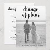 Minimalistisch zwart script handschrift foto-bruil aankondiging (Voorkant / Achterkant)