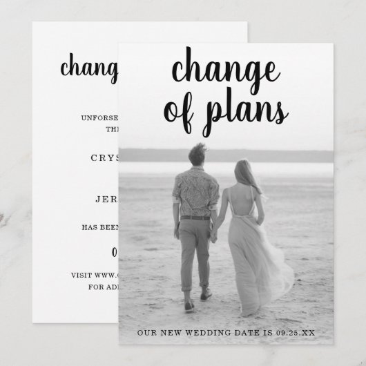 Minimalistisch zwart script handschrift foto-bruil aankondiging (Voorkant / Achterkant)