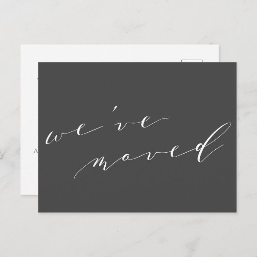 Minimalistisch zwart script We hebben New Home Mov Briefkaart (Voorkant / Achterkant)