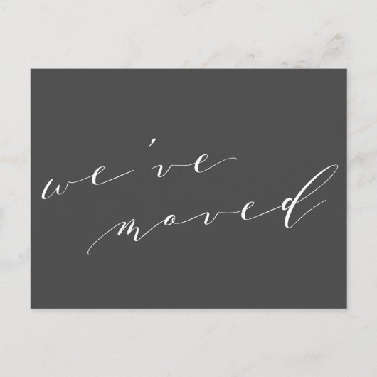 Minimalistisch zwart script We hebben New Home Mov Briefkaart (Voorkant)