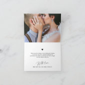 Minimalistisch zwart script zo dankbaar huwelijk bedankkaart (Binnen)