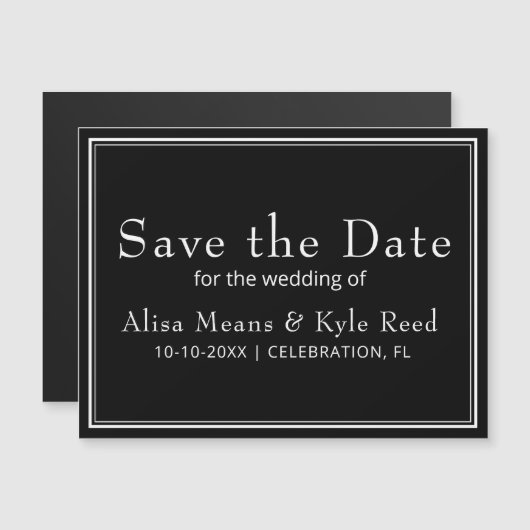 Minimalistisch Zwart Sla de datummagneet op (Voorkant / Achterkant)