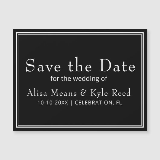 Minimalistisch Zwart Sla de datummagneet op (Voorkant)