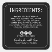 Minimalistisch zwart social media ingrediëntenlabe vierkante sticker (Voorkant)