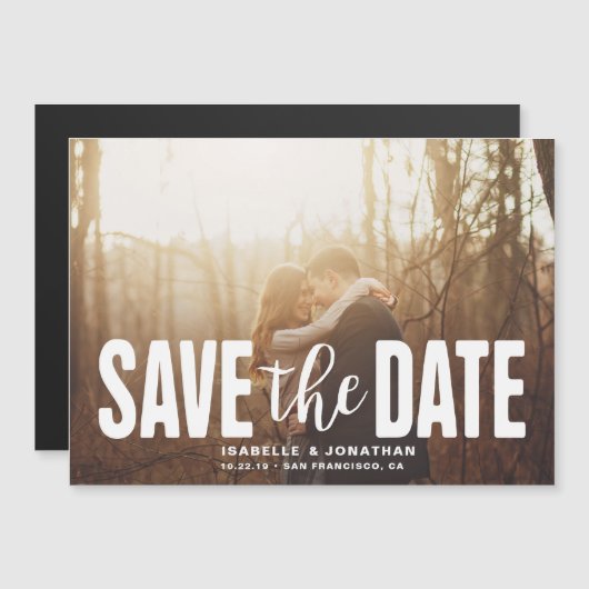 Minimalistisch zwart sparen de Datum Foto (Voorkant / Achterkant)