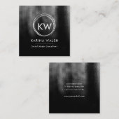 Minimalistisch zwart textuur vierkant visitekaartj vierkante visitekaartje (Voorkant / Achterkant)