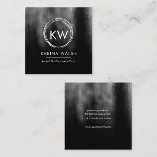 Minimalistisch zwart textuur vierkant visitekaartj vierkante visitekaartje (Voorkant / Achterkant)