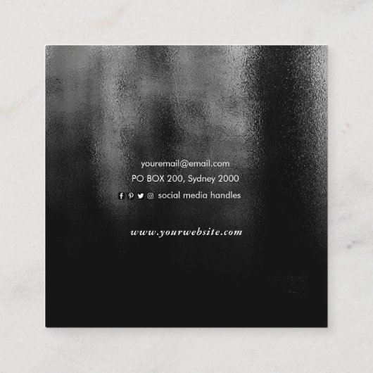 Minimalistisch zwart textuur vierkant visitekaartj vierkante visitekaartje (Achterkant)