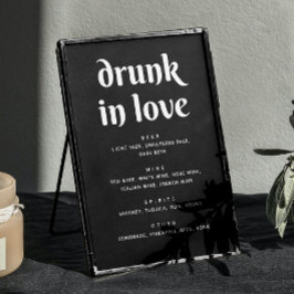 Minimalistisch zwart trouwbalkteken | Drunk In Lov Poster