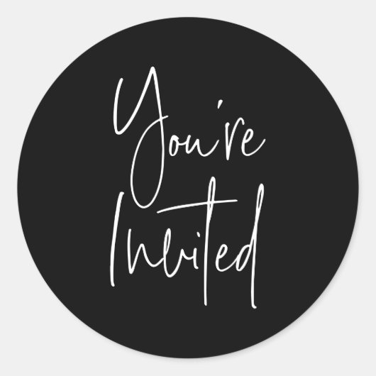 Minimalistisch zwart U bent uitgenodigd Envelopzeg Ronde Sticker (Voorkant)