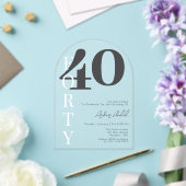 Minimalistisch Zwart VEERTIG 40ste verjaardagsfees Acryl Uitnodigingen (Insitu (Huwelijk))