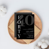 Minimalistisch Zwart VEERTIG 40ste verjaardagsfees Kaart