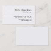 Minimalistisch zwart Visitekaartje van de klasse T (Voorkant / Achterkant)