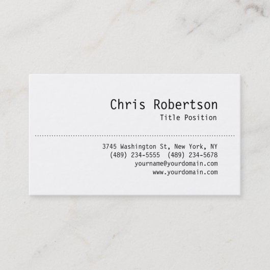 Minimalistisch zwart Visitekaartje van de klasse T (Voorkant)