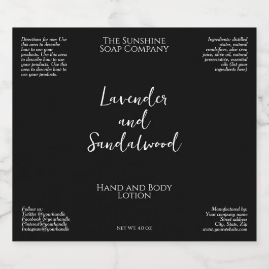 Minimalistisch zwart waterdicht cosmetica flesetik sparkling wijnetiket (Enkel label)