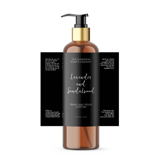 Minimalistisch zwart waterdicht cosmetica flesetik sparkling wijnetiket