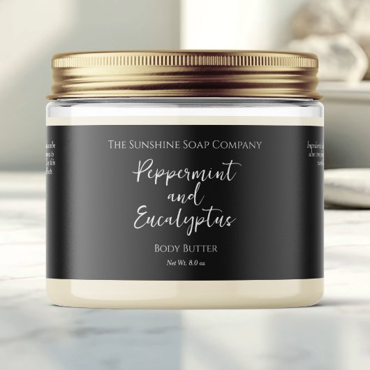 Minimalistisch zwart waterdicht cosmetica potje la waterfles etiket