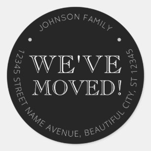 Minimalistisch zwart We hebben een nieuw adreslabe Ronde Sticker
