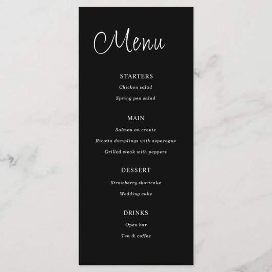 minimalistisch zwart | Wedding Flat Menu (Voorkant)