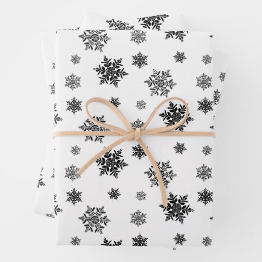 Minimalistisch zwart whisky Snowflake Patroon Inpakpapier Vel (In situ)