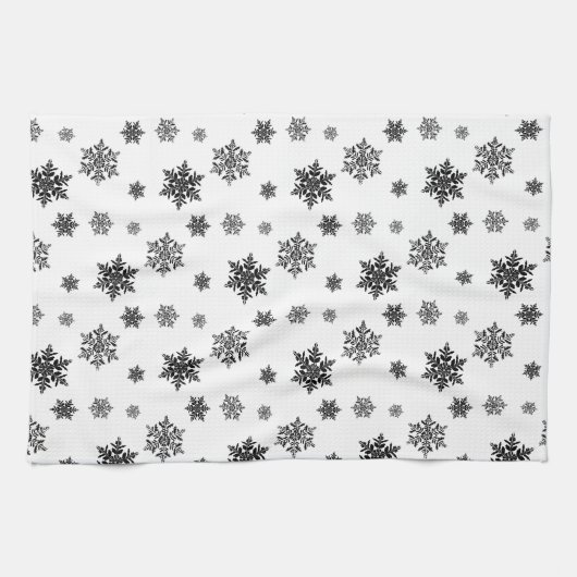 Minimalistisch zwart whisky Snowflake Patroon Theedoek (Horizontaal)