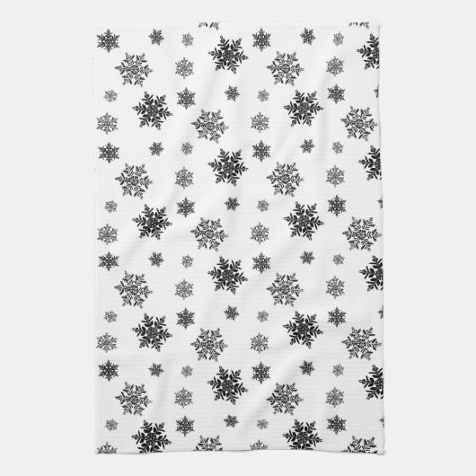 Minimalistisch zwart whisky Snowflake Patroon Theedoek (Verticaal)