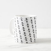 Minimalistisch zwart-wit 2-letterig monogrampatroo koffiemok (Voorkant links)