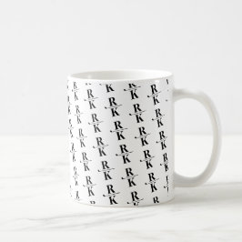 Minimalistisch zwart-wit 2-letterig monogrampatroo koffiemok