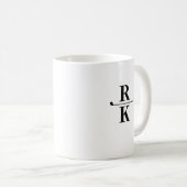 Minimalistisch zwart-wit 2-letters monogram koffiemok (Voorkant rechts)