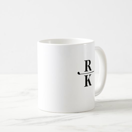 Minimalistisch zwart-wit 2-letters monogram koffiemok (Voorkant rechts)