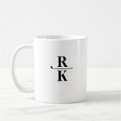 Minimalistisch zwart-wit 2-letters monogram koffiemok (Links)