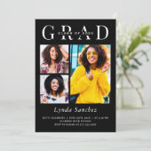 Minimalistisch zwart wit 3 foto Afstuderen Kaart (Staand voorkant)