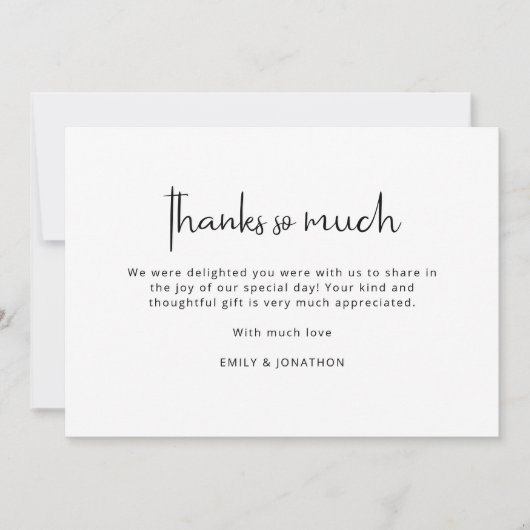 Minimalistisch zwart wit 3 foto's bruiloft dank u kaart (Voorkant)