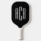 Minimalistisch zwart-wit 3 Letter-monogram Pickleball Paddle (Achterkant)