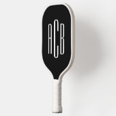 Minimalistisch zwart-wit 3 Letter-monogram Pickleball Paddle (Links)