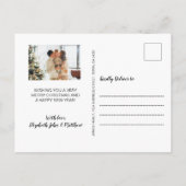 Minimalistisch zwart-wit 4 Fotocollage kerstmis Briefkaart (Achterkant)