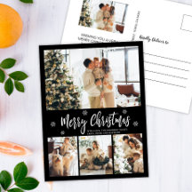 Minimalistisch zwart-wit 4 Fotocollage kerstmis