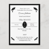 Minimalistisch zwart-wit aangepast Afstuderen Aankondigingskaart (Voorkant)