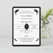 Minimalistisch zwart-wit aangepast Afstuderen Kaart (Staand voorkant)