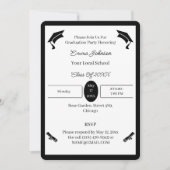 Minimalistisch zwart-wit aangepast Afstuderen Kaart (Voorkant)